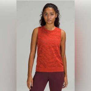 Lululemon Swiftly Muscle Tank Dot Scape Aztec Brick/Autumn Res Sz 8